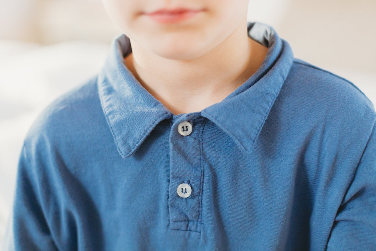 Boys Soft Cotton Jersey 2-Button Short Sleeve Polo Shirt | Sea