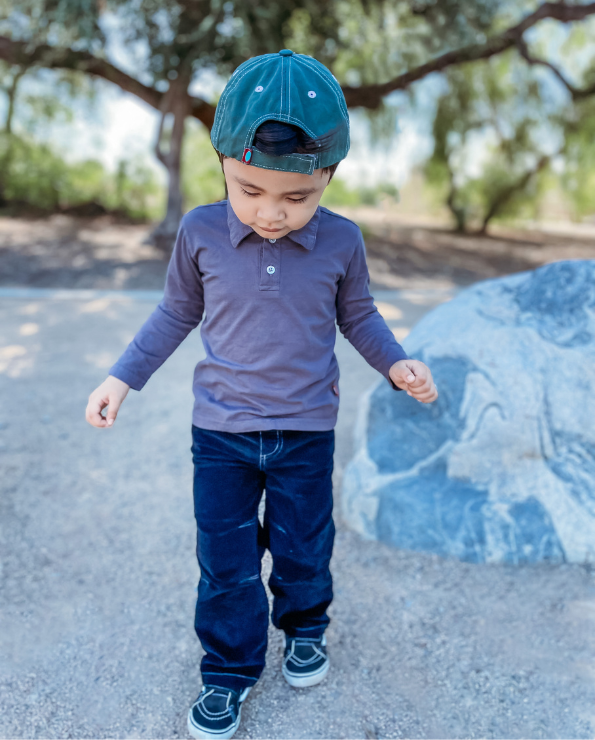 Soft Stretch Cord Pants With Knee Articulation - Contrast Stitch | Dark Navy Blue