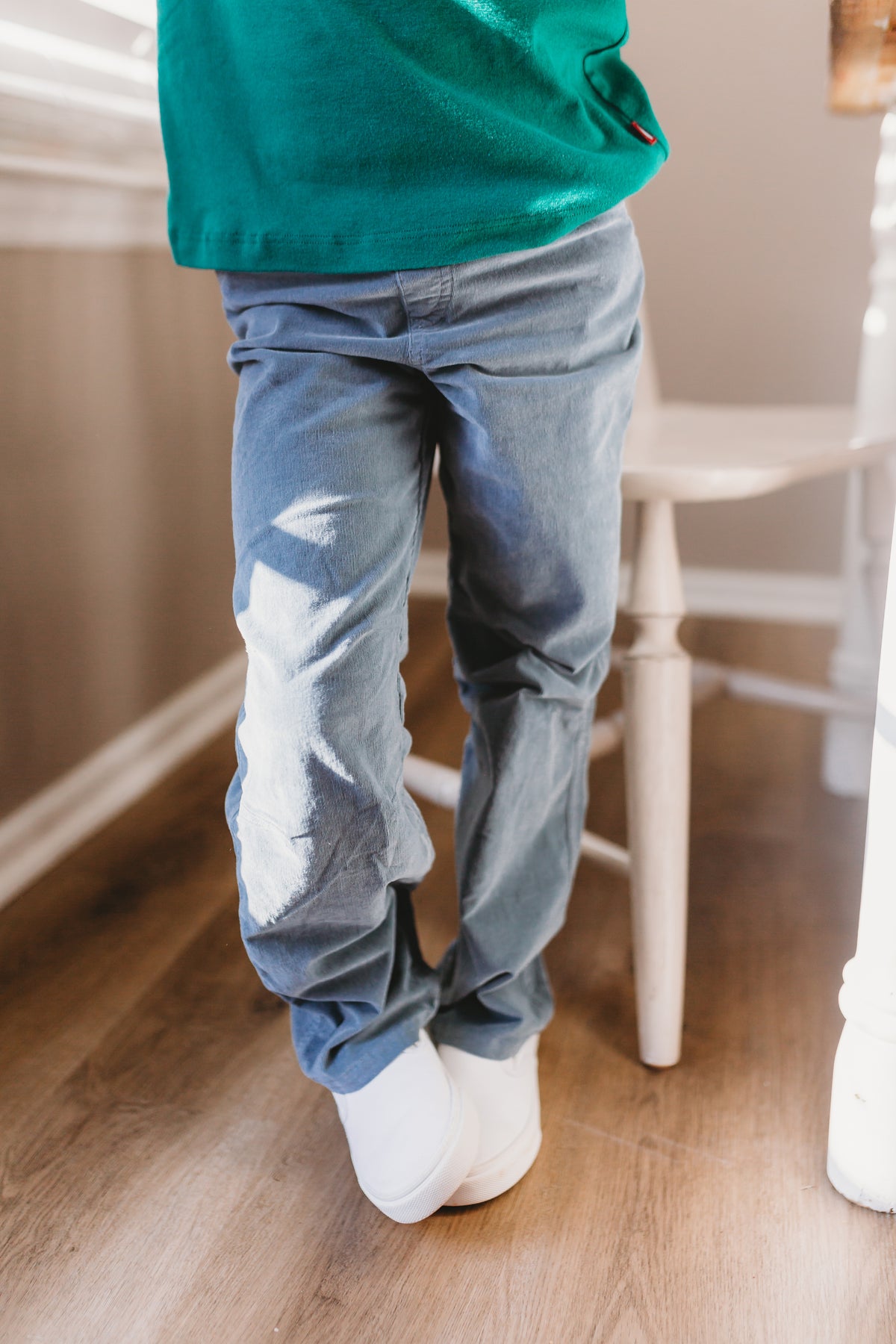 Soft Stretch Cord Pants With Knee Articulation - Matching Stitch | Dark Khaki