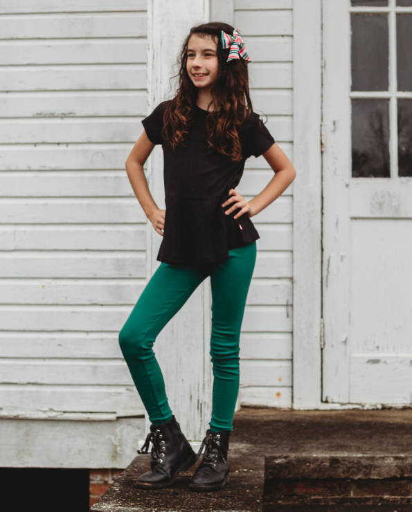 Soft Fleece Stretch Leggings| Elf Green