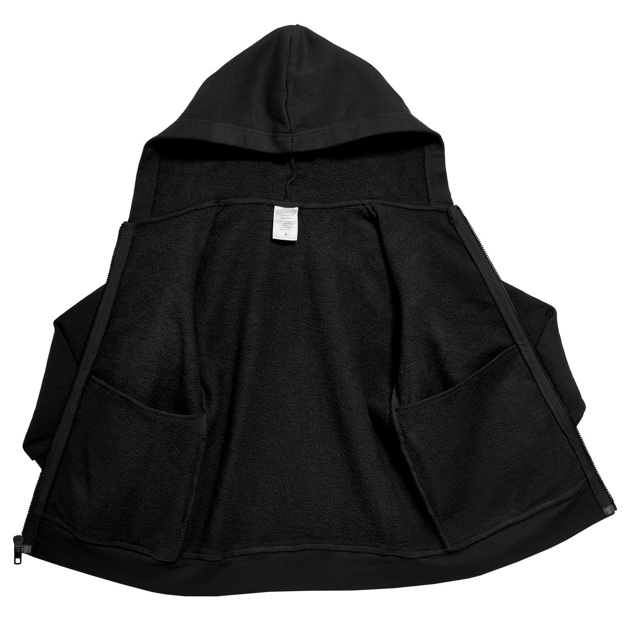 Soft & Cozy 100% Cotton Fleece Zip Hoodie with Inner Pockets