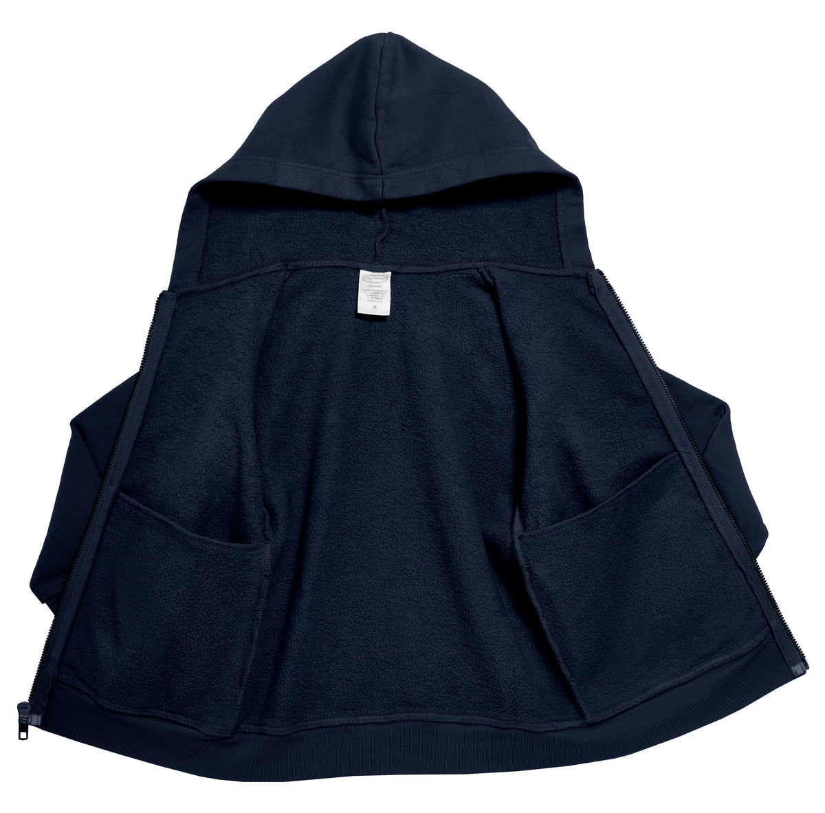 Soft &amp; Cozy 100% Cotton Fleece Zip Hoodie with Inner Pockets | Dark Navy