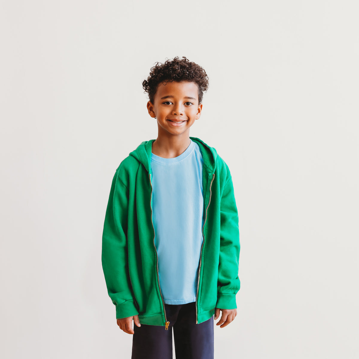 Soft &amp; Cozy 100% Cotton Fleece Zip Hoodie with Inner Pockets | Elf Green