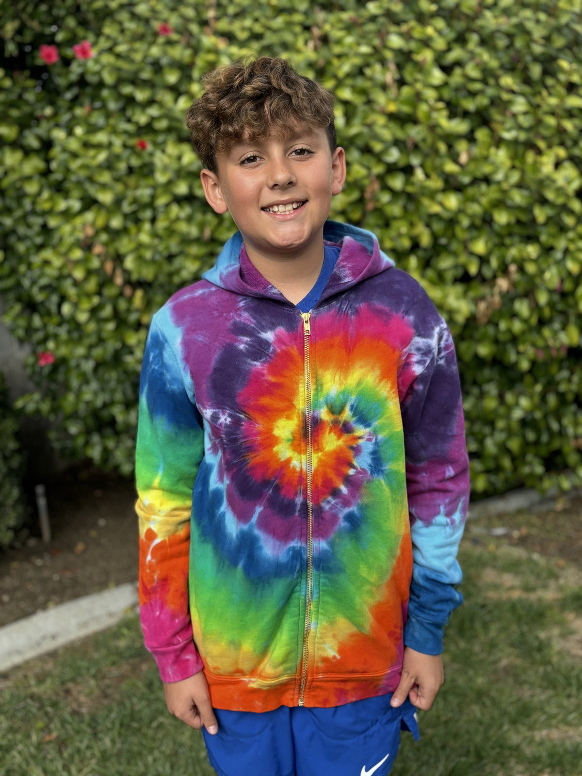 Limited Edition Tie Dyed Soft &amp; Cozy 100% Cotton Fleece Zip Hoodie | Rainbow Spiral