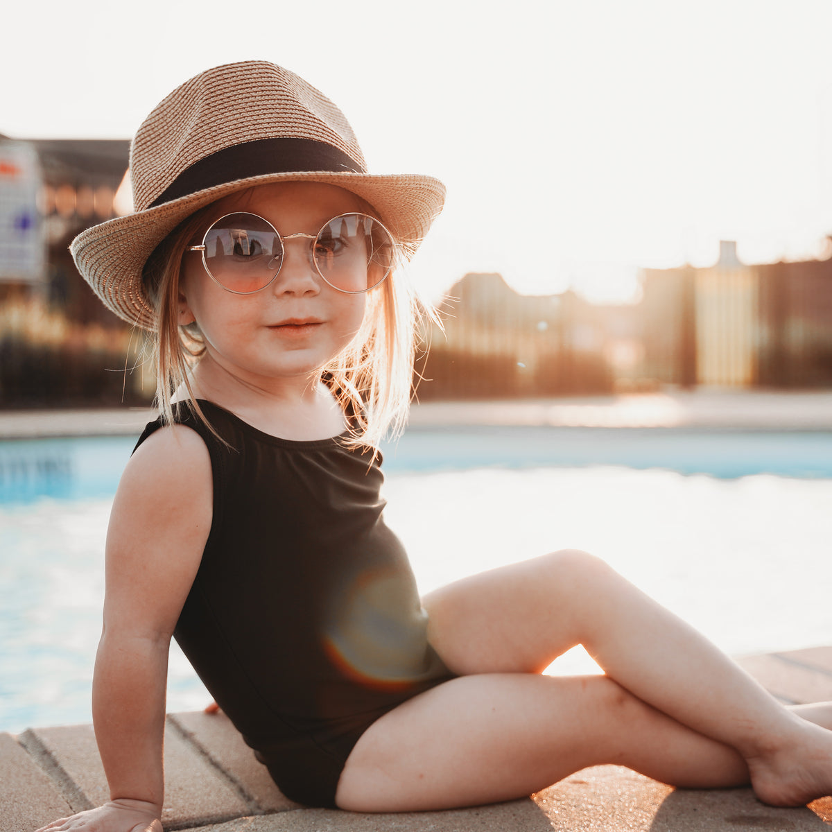 Girls UPF 50+ One Piece Swimsuit | Red w- White Polka Dot