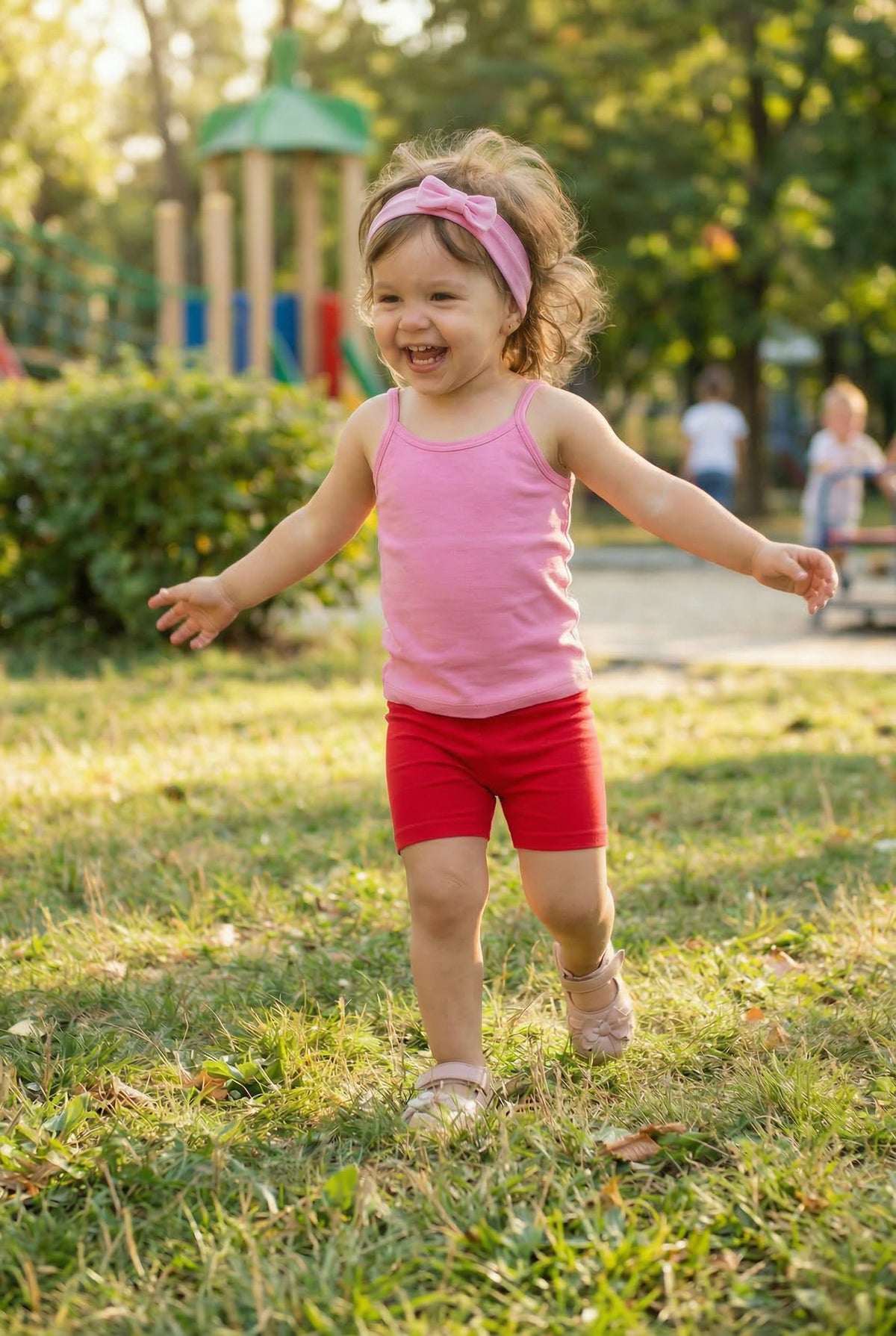 Girls Soft 100% Cotton Bike Shorts | Red