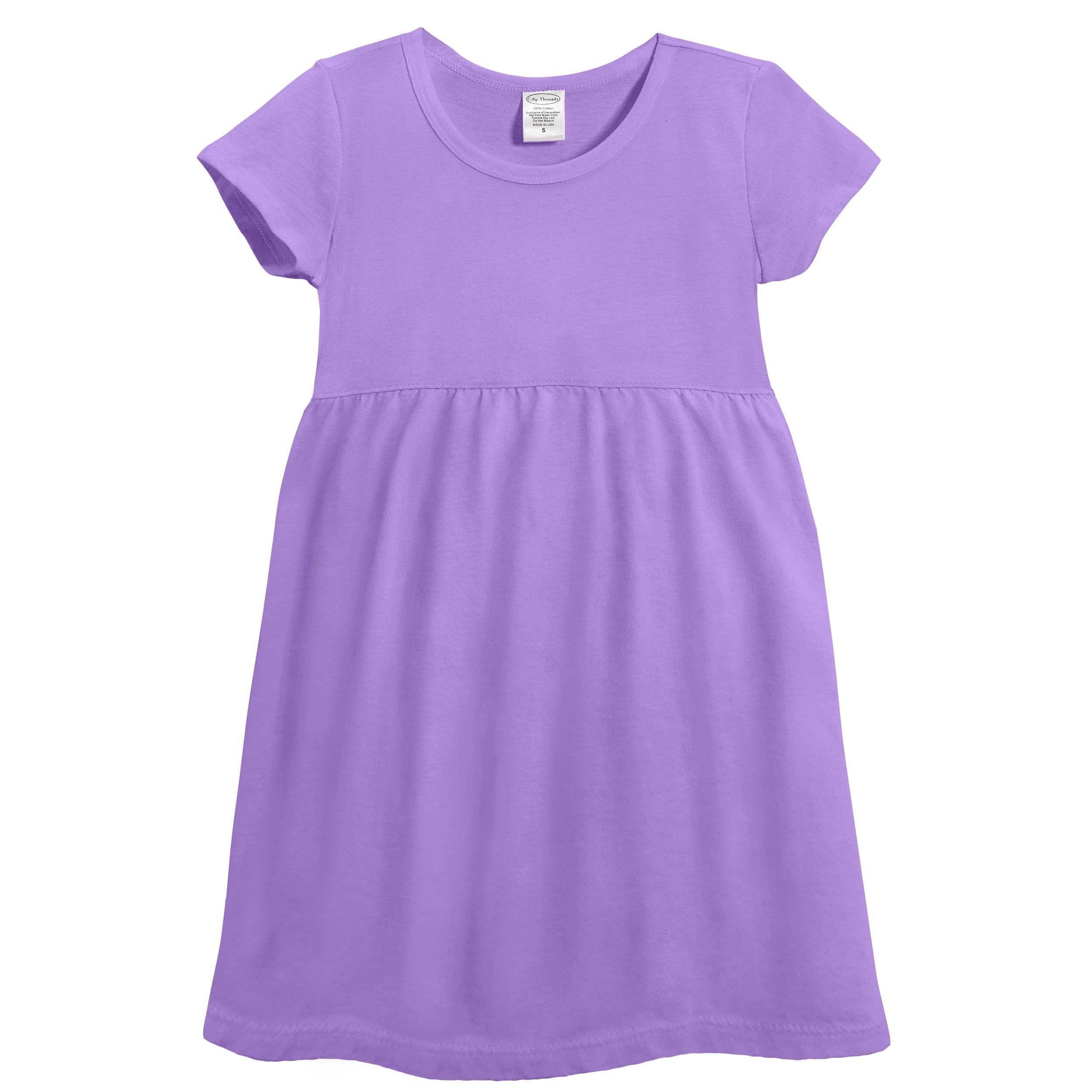 Soft Organic Cotton Empire Short Sleeve Sundress Deep Purple