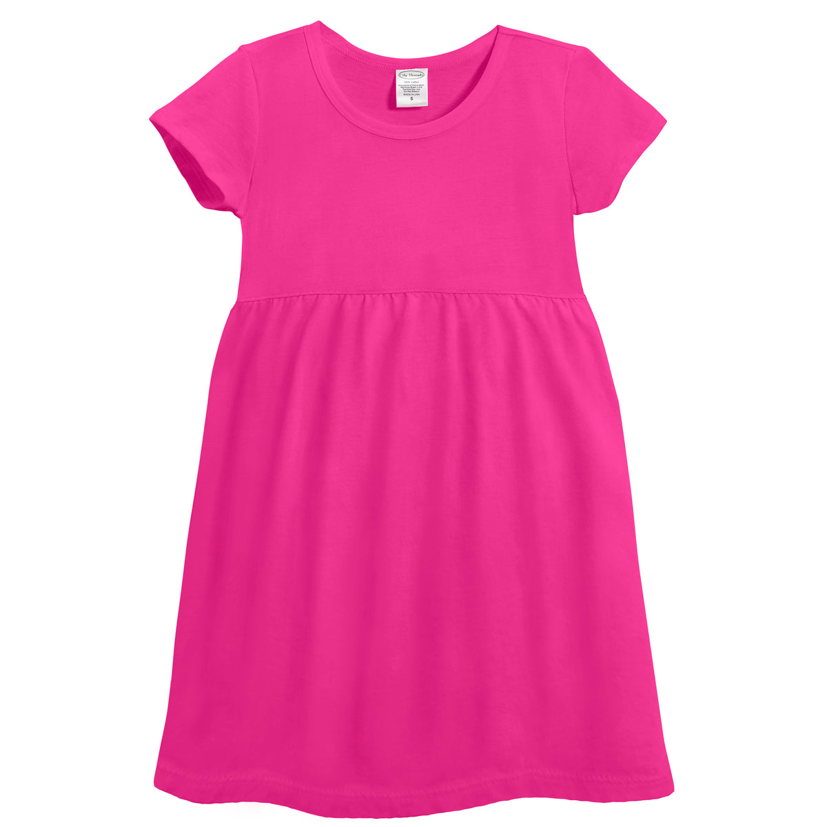 Soft Organic Cotton Empire Short Sleeve Sundress | Hot Pink