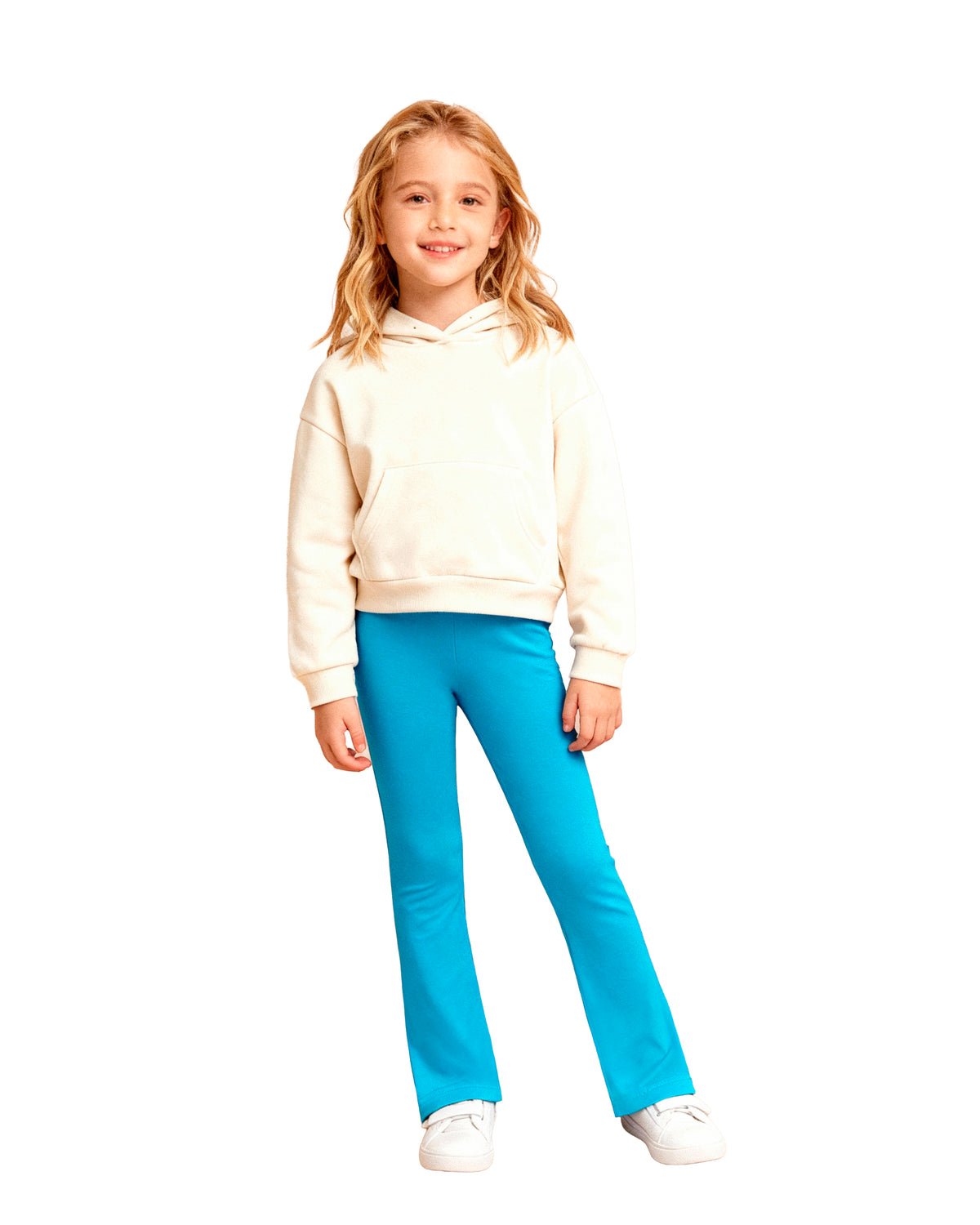 Girls Soft 100% Cotton Flare Boot-Cut Leggings | Navy