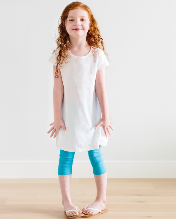 Girls Soft Cotton Jersey Cap Sleeve Dress | Teal