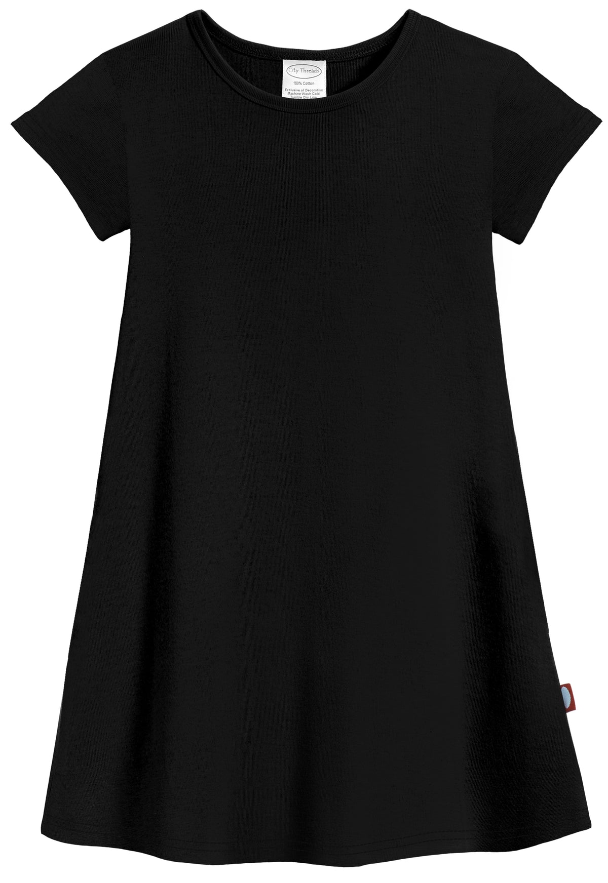 Super-Soft Organic Cotton Cap Sleeve Dress| Black