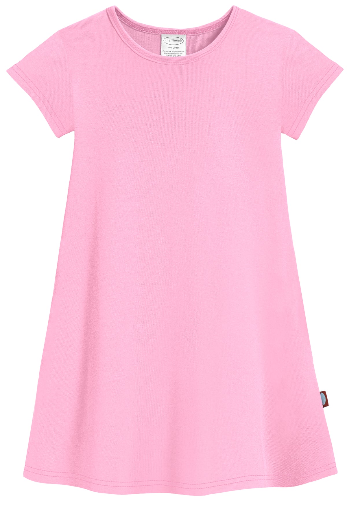 Super-Soft Organic Cotton Cap Sleeve Dress| Bright Light Pink