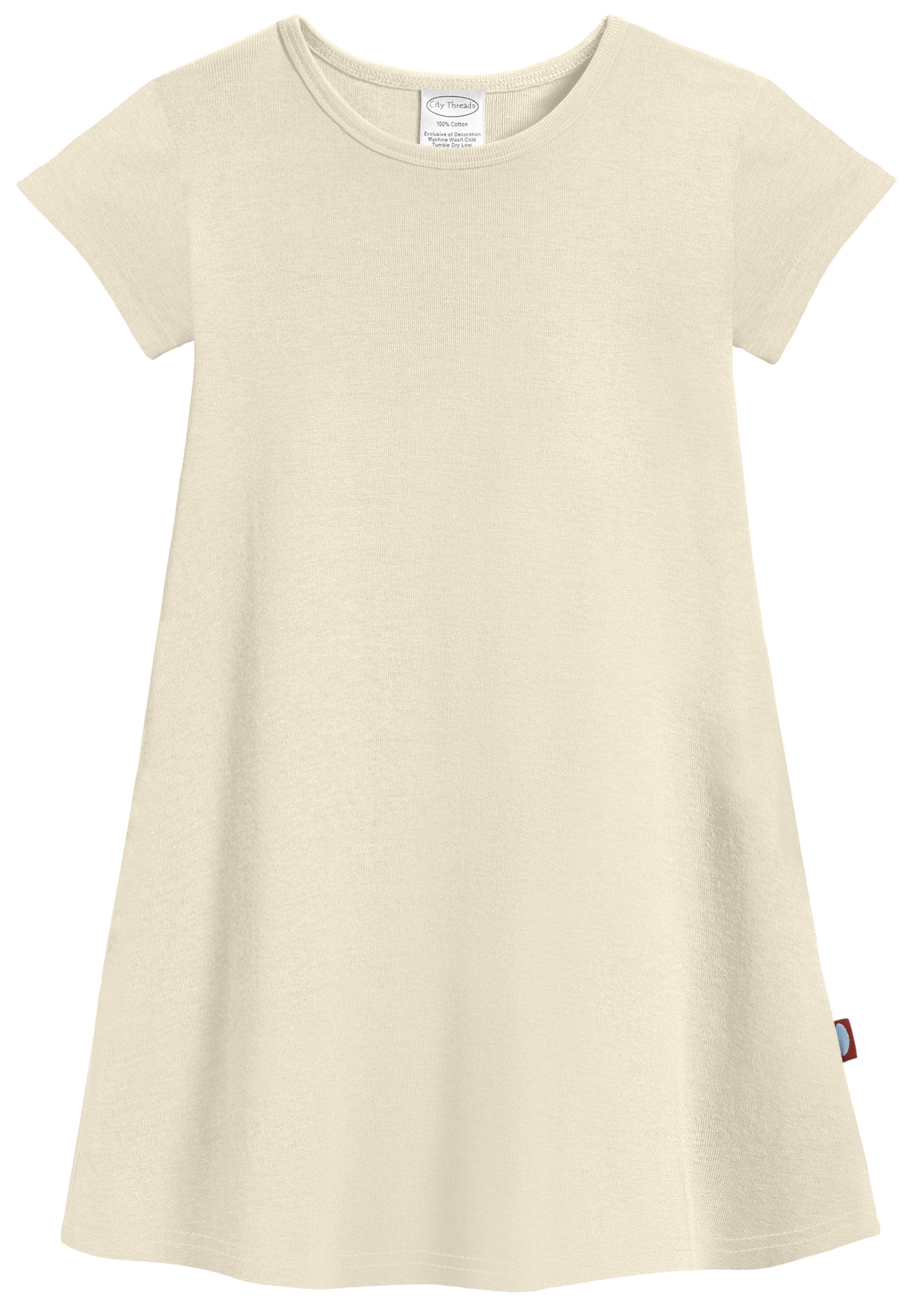 City Threads USA Super Soft Organic Cotton Cap Sleeve Dress Oatmeal Oatmeal 9 12M City Threads