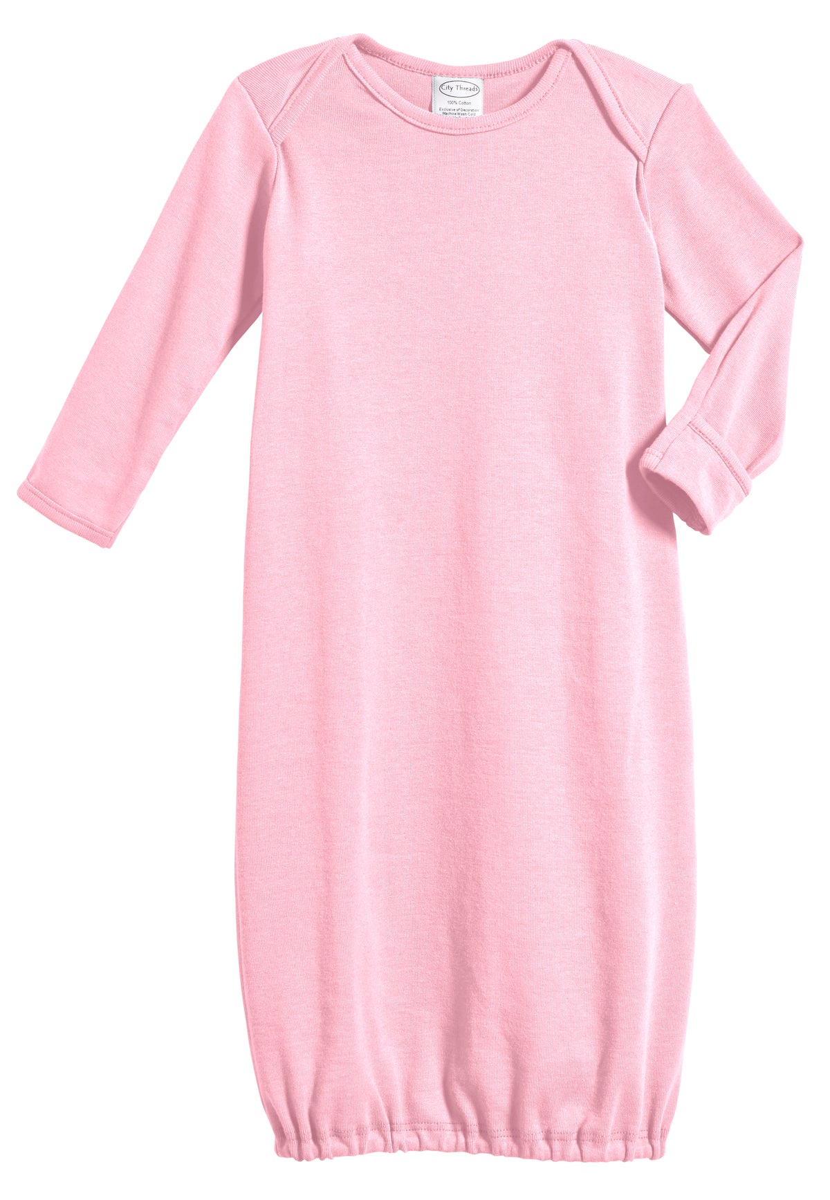 Super-Soft Organic Cotton Baby Rib Gown | Bright Light Pink