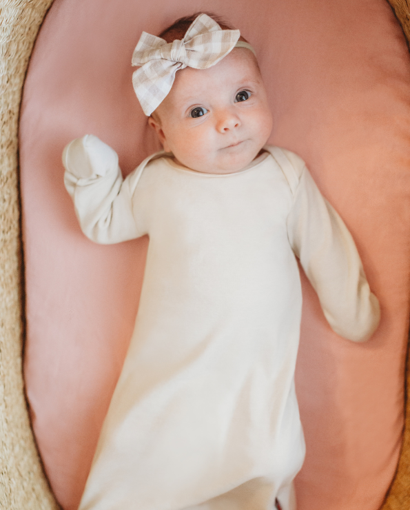 Super-Soft Organic Cotton Baby Rib Gown | Bright Light Pink