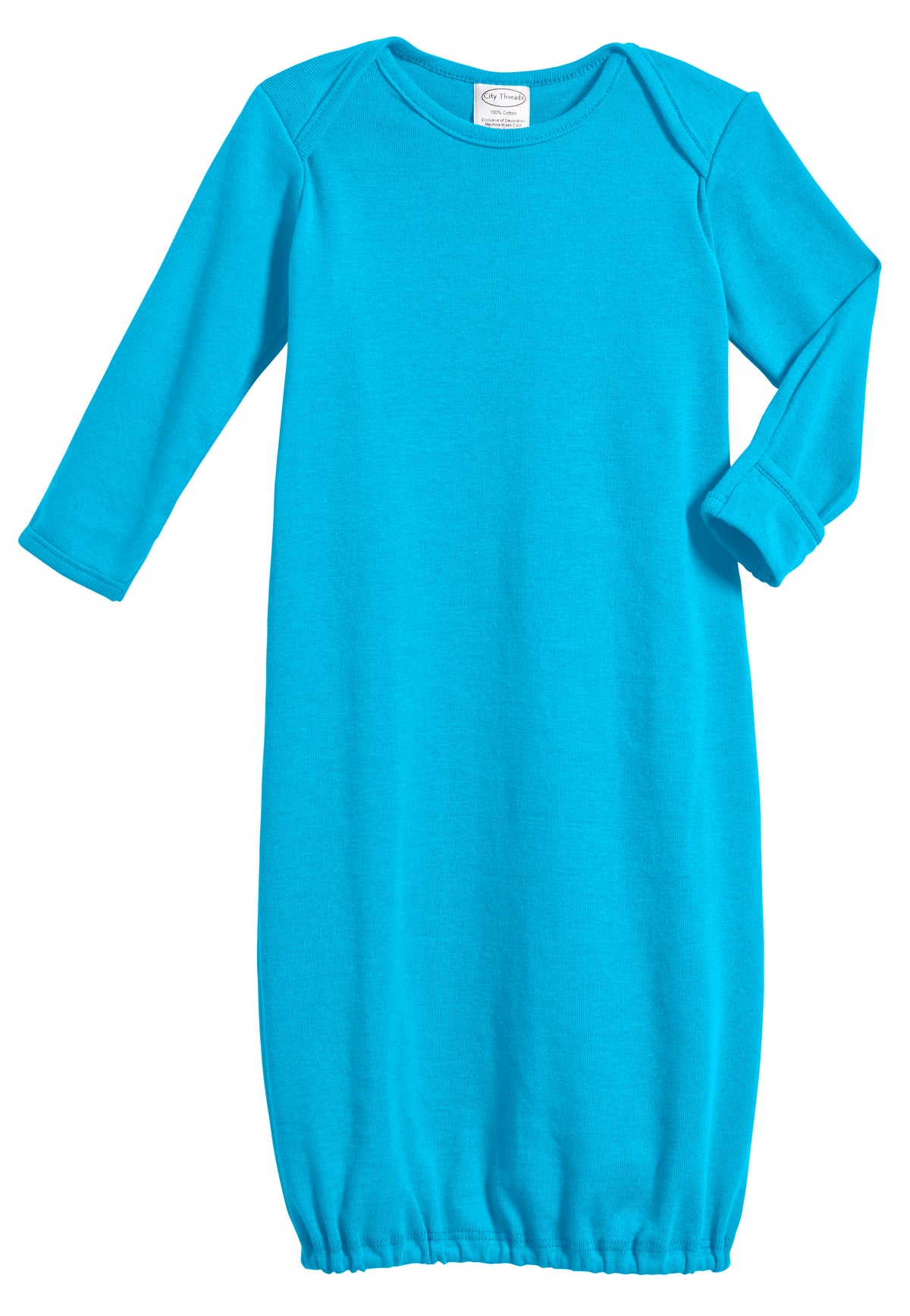 Super-Soft Organic Cotton Baby Rib Gown | Turquoise