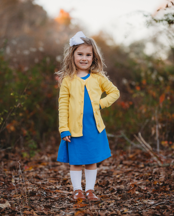 Girls Soft Cotton Button-Down Cardigan | Navy