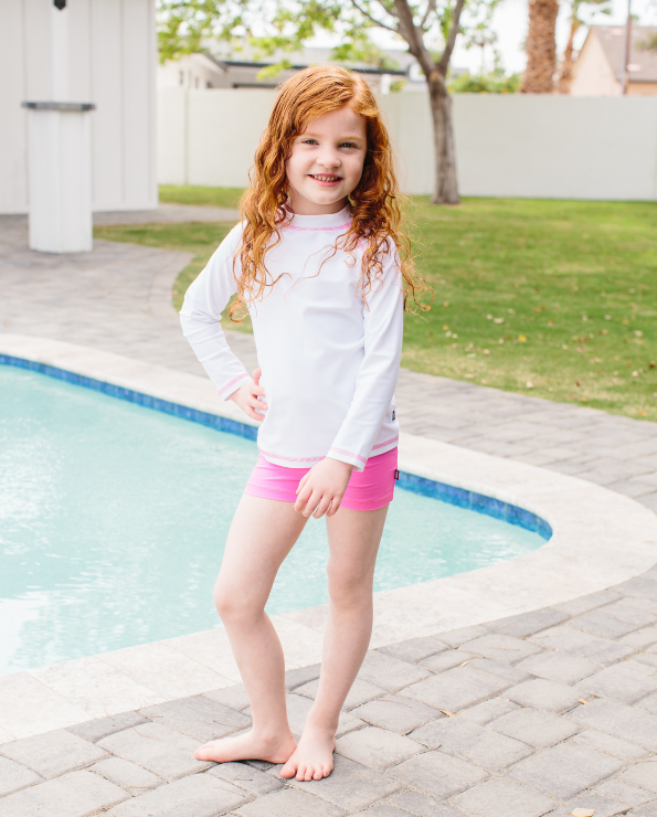 Girls UPF 50+ Long Sleeve Rashguard | Aqua