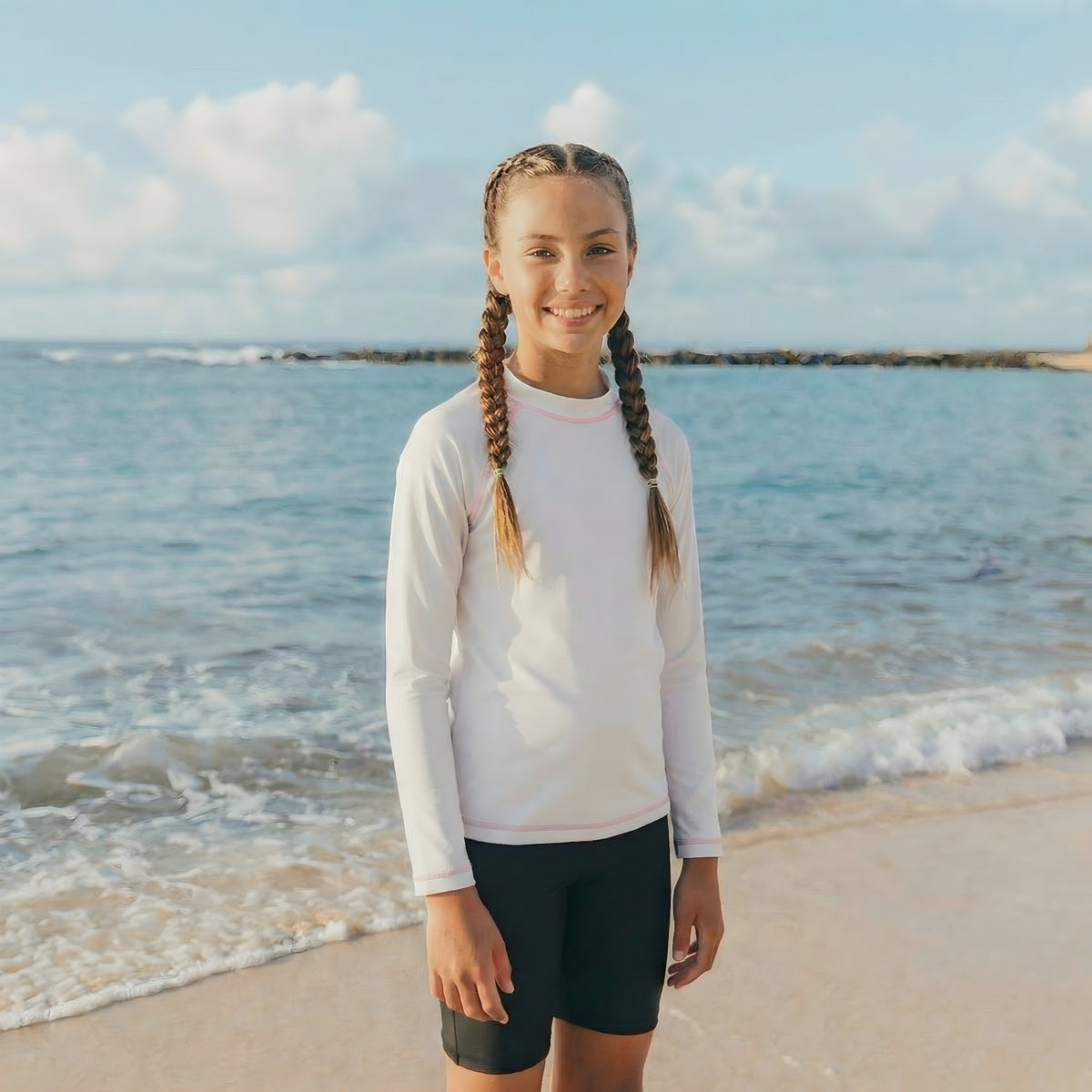 Girls UPF 50+ Long Sleeve Rashguard | Teal