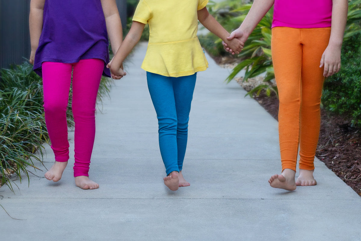 Girls Soft 100% Cotton Solid Colored Leggings | Crayon Blue