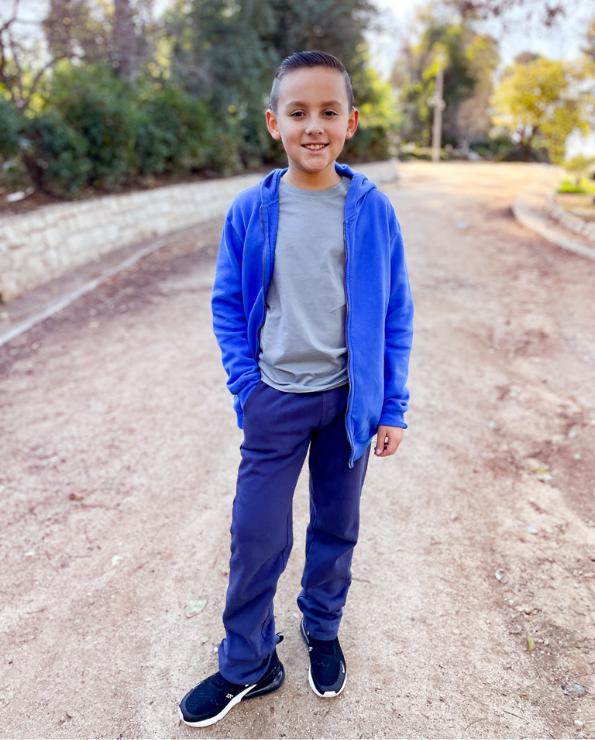 Boys Soft Cotton Fleece Straight Leg Pocket Pant | Smurf