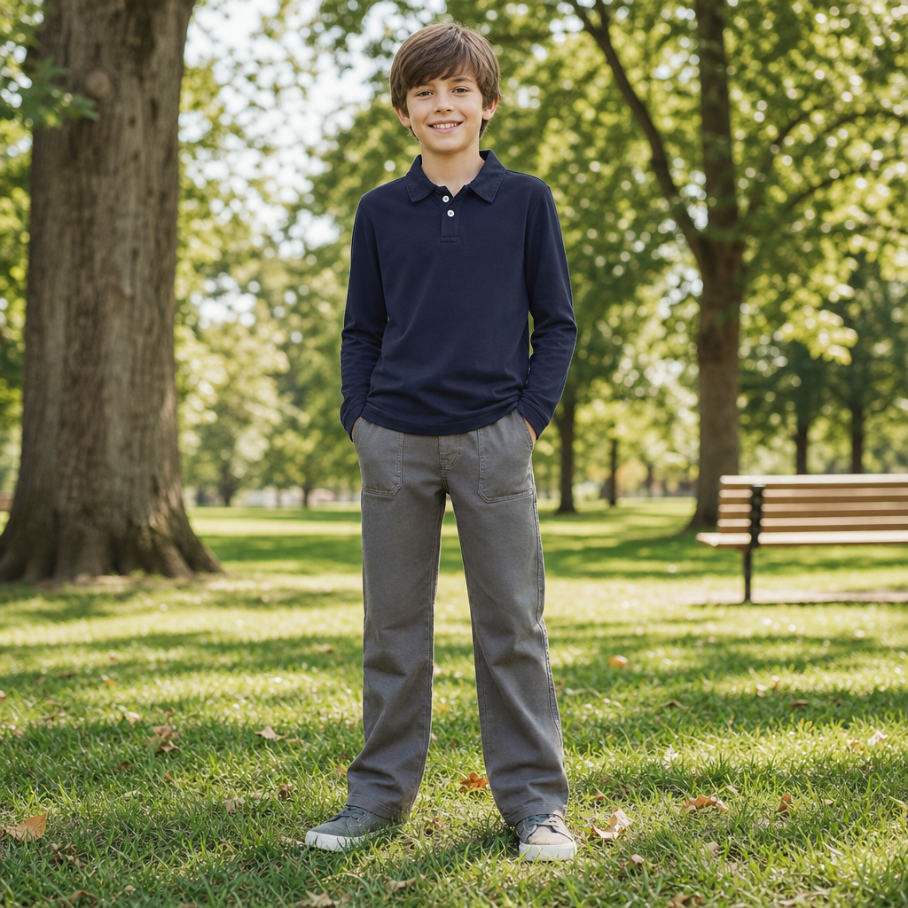 Boys Soft 100% Cotton 3-Pocket Jersey Pants - UPF 50+ | Dark Khaki