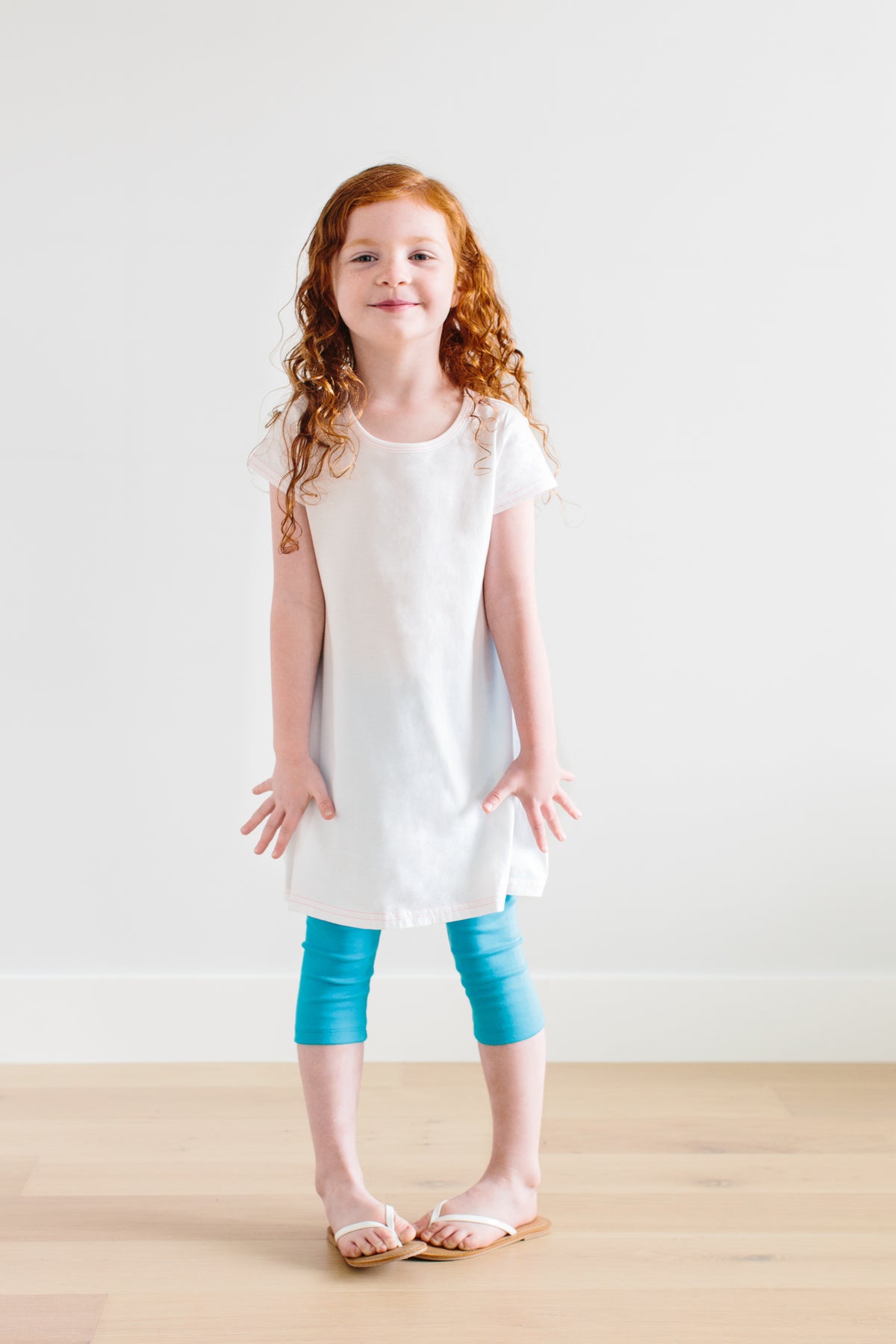 Girls Soft 100% Cotton Capri Leggings | River Blue