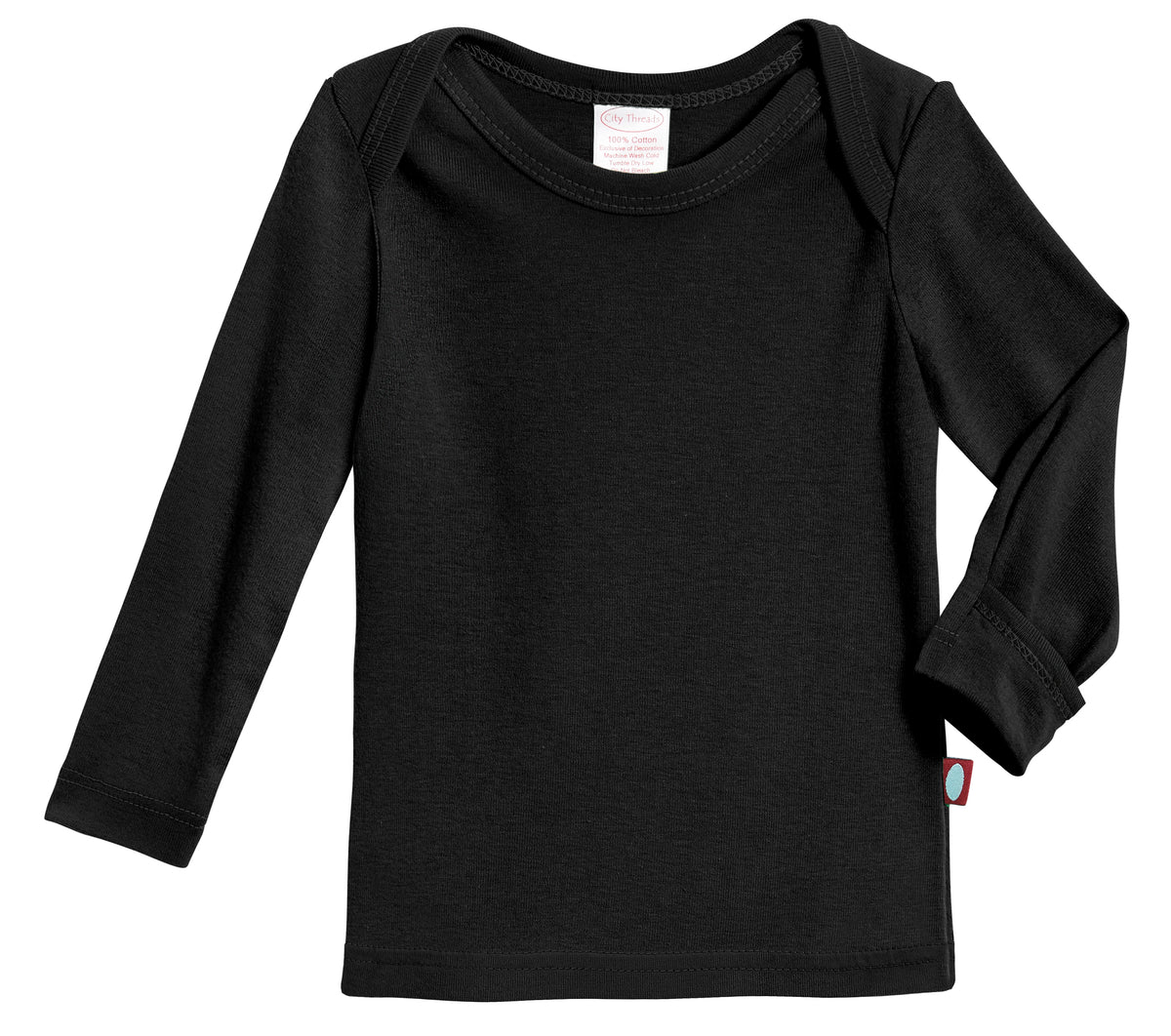 Super-Soft Organic Cotton Baby Rib Long Sleeve Lap Tee| Black