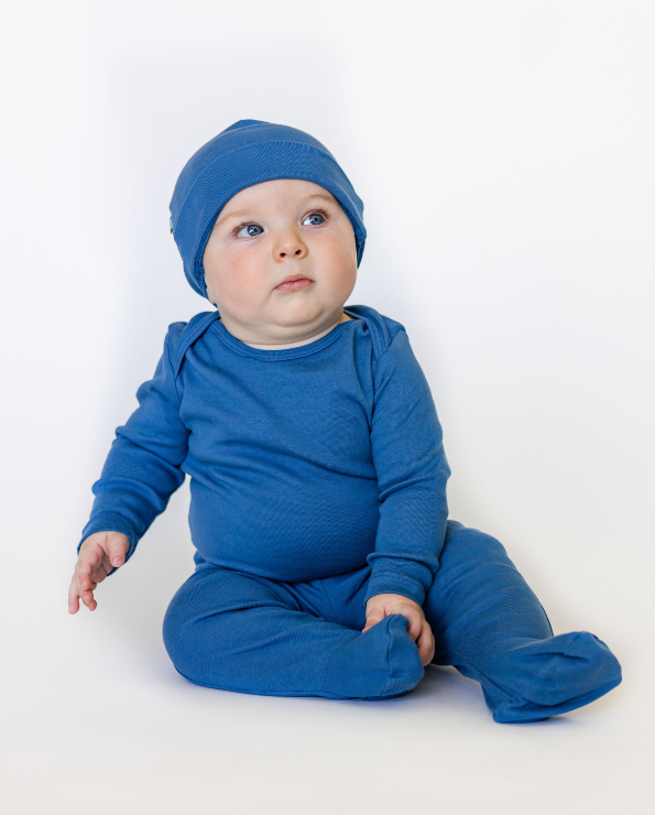 Super-Soft Organic Cotton Baby Rib Long Sleeve Lap Tee| Navy