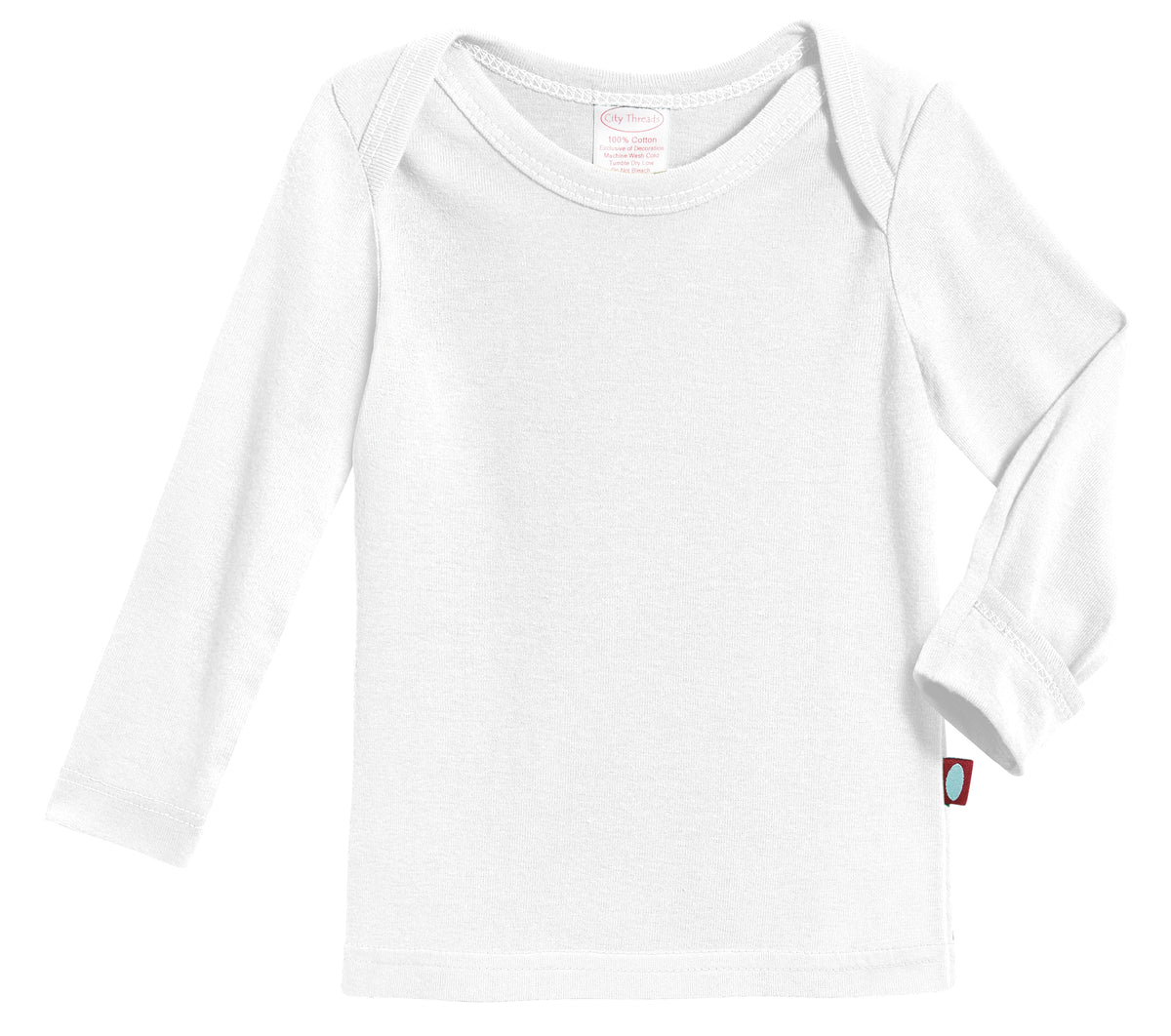 Super-Soft Organic Cotton Baby Rib Long Sleeve Lap Tee| White