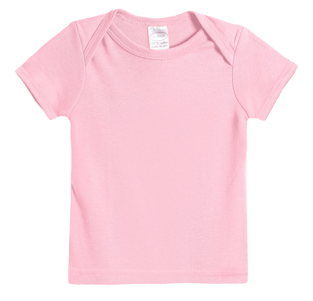 Super-Soft Organic Cotton Baby Rib Short Sleeve Lap Tee| Bright Light Pink