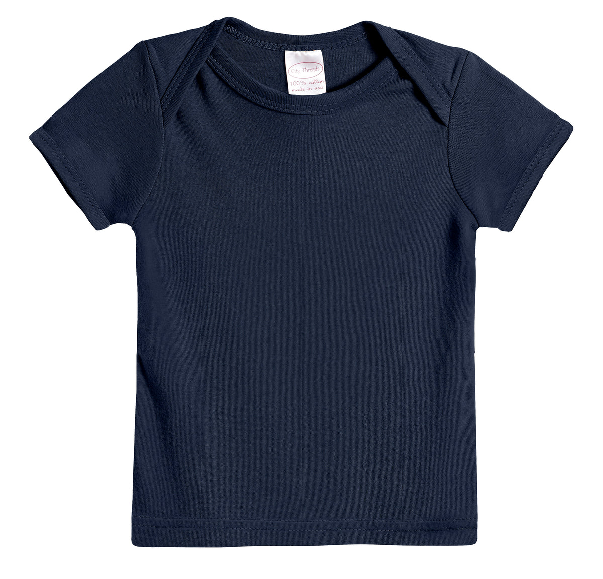 Super-Soft Organic Cotton Baby Rib Short Sleeve Lap Tee| Navy