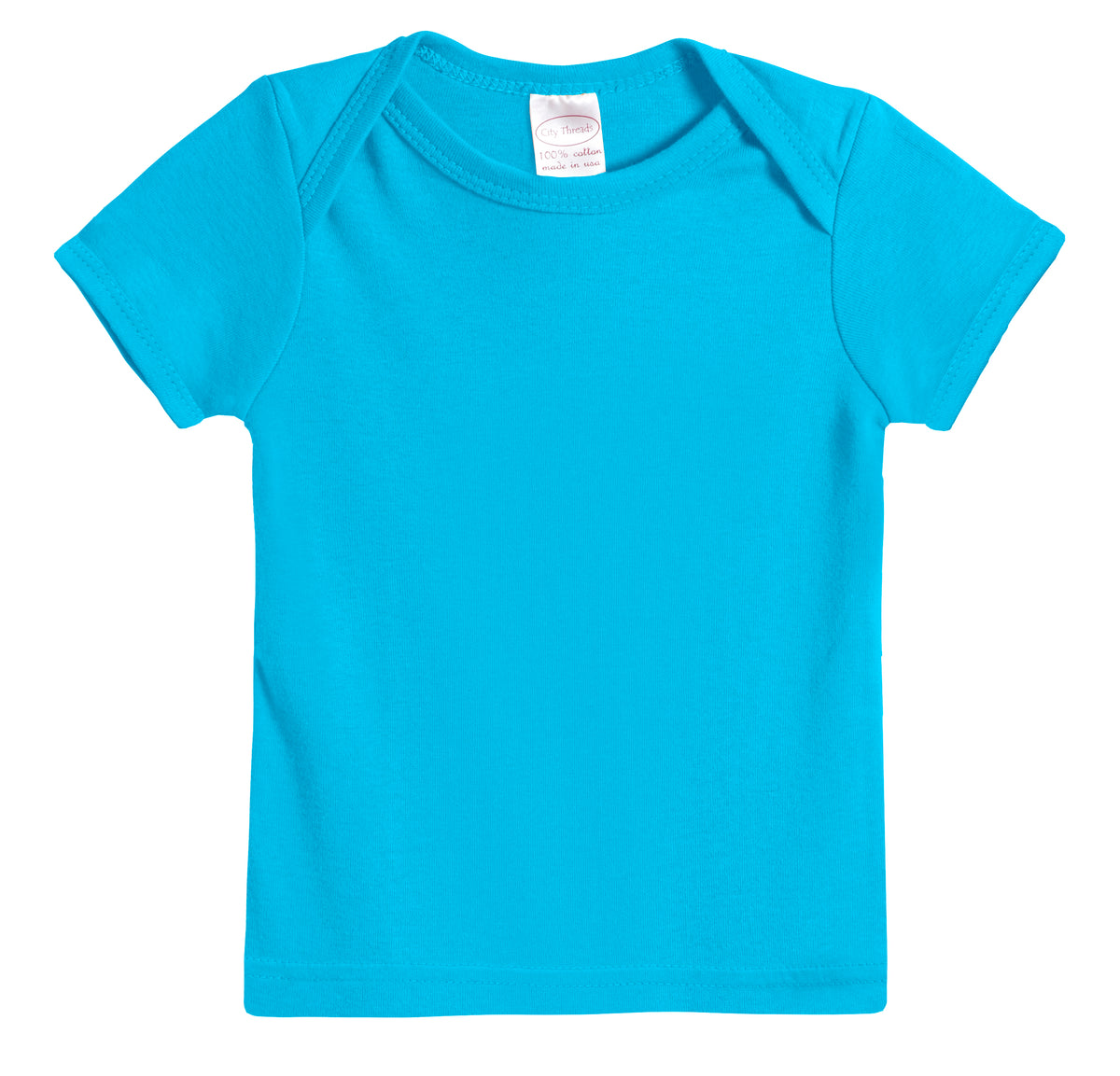 Super-Soft Organic Cotton Baby Rib Short Sleeve Lap Tee| Turquoise