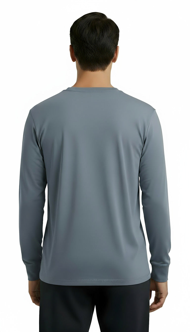 Men's Soft 100% Cotton Medium-Weight Long Sleeve Crew Tee With Cuffs | Concrete