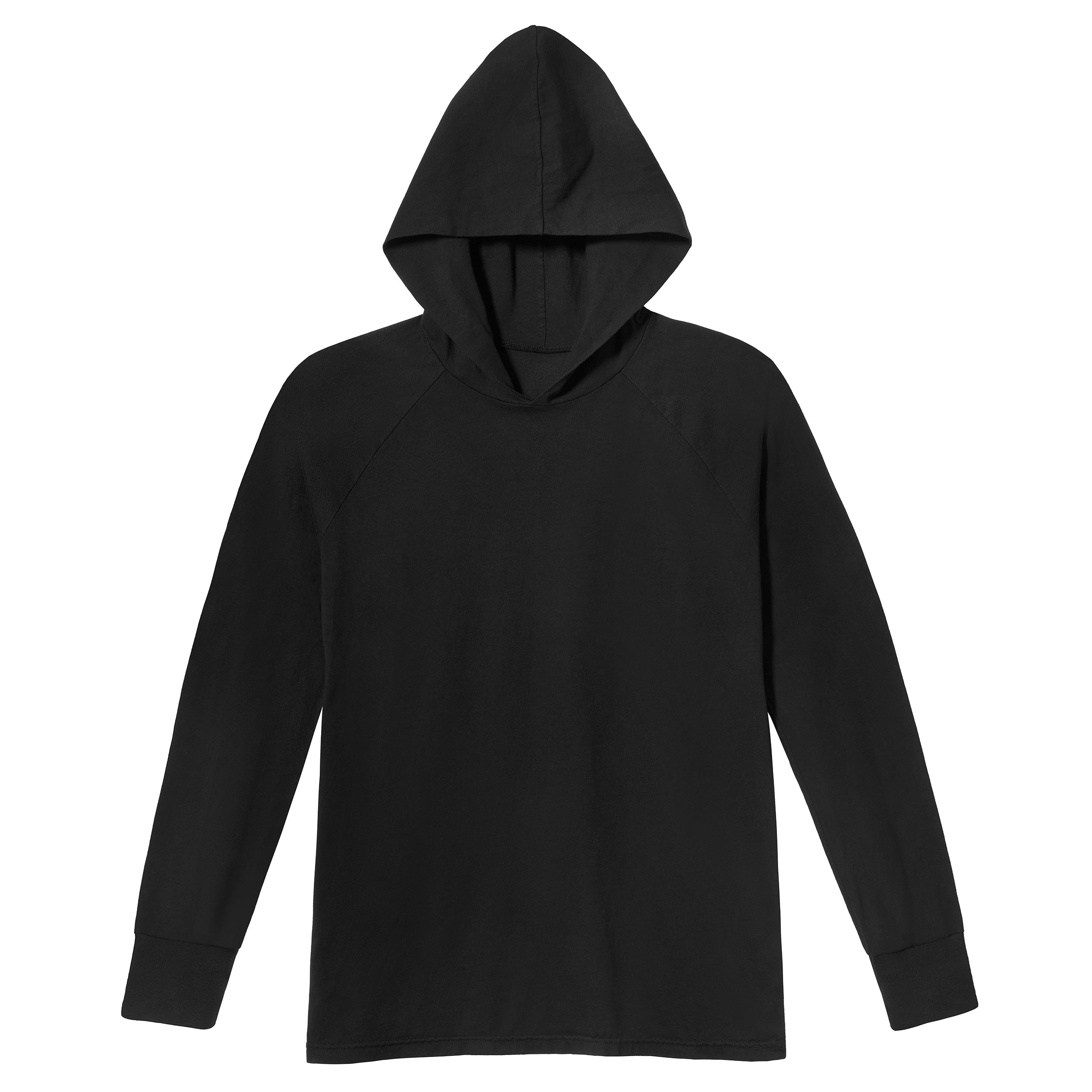 Men's Soft 100% Cotton Medium-Weight Long Sleeve Hooded Tee With