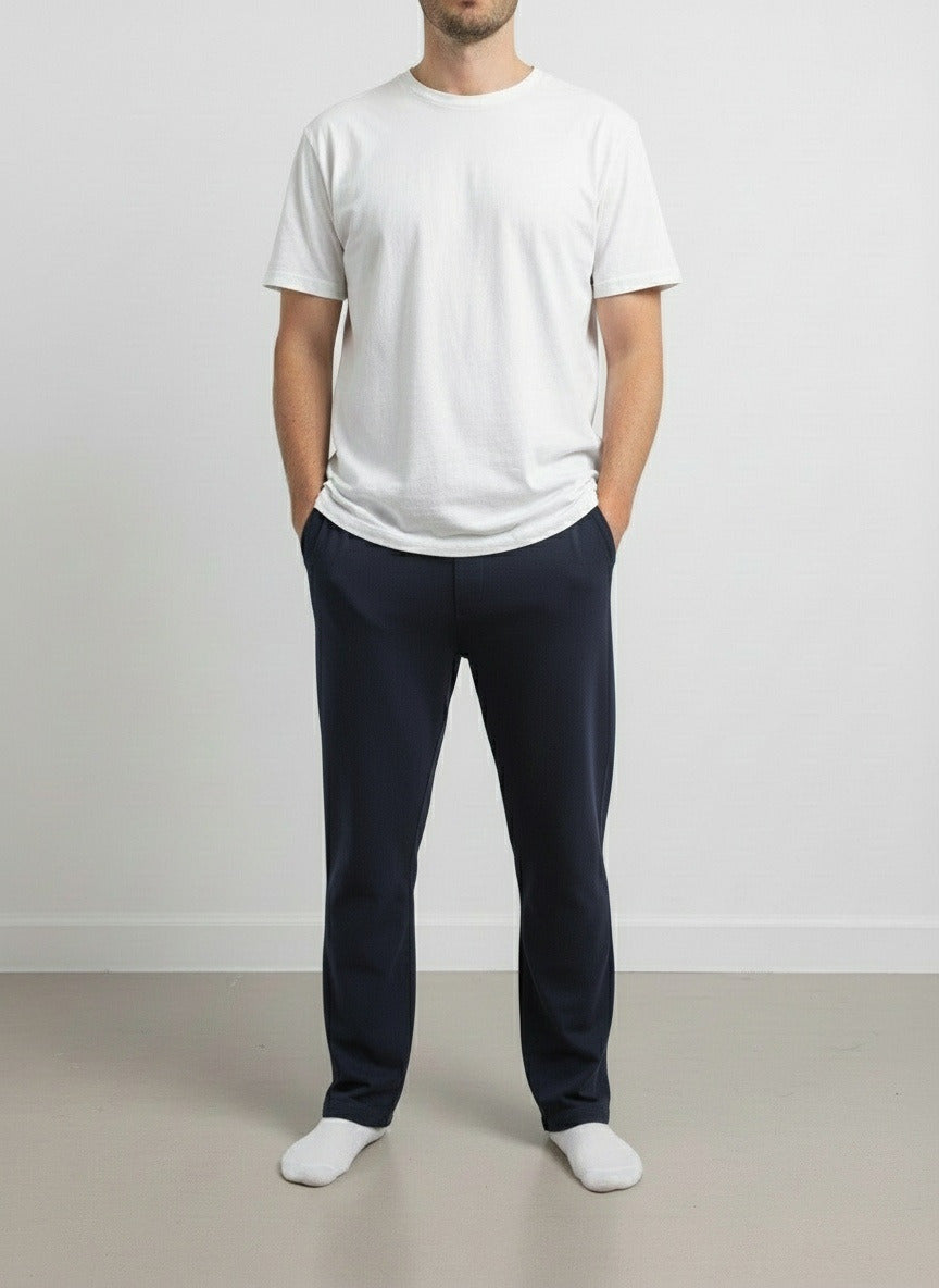 Men's Soft 100% Cotton Athletic Everyday Lounge Pocket Pant | Dark Navy