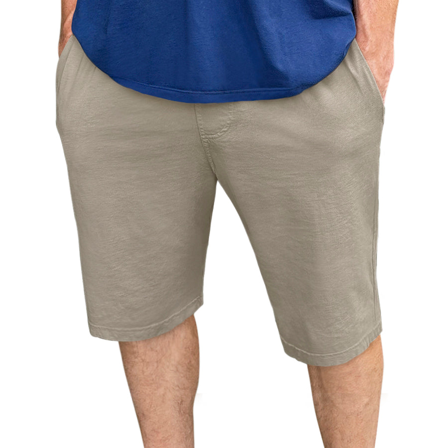 Men&#39;s Soft 100% Cotton Athletic Workout Lounge Pocket Shorts | Dark Khaki