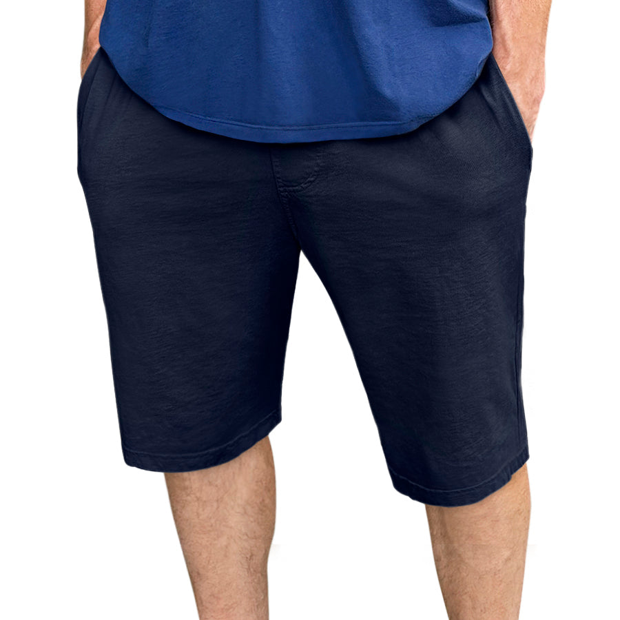 Men&#39;s Soft 100% Cotton Athletic Workout Lounge Pocket Shorts | Dark Navy