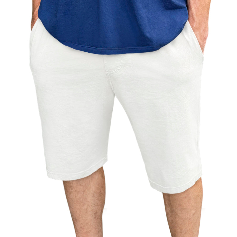 Men&#39;s Soft 100% Cotton Athletic Workout Lounge Pocket Shorts | White