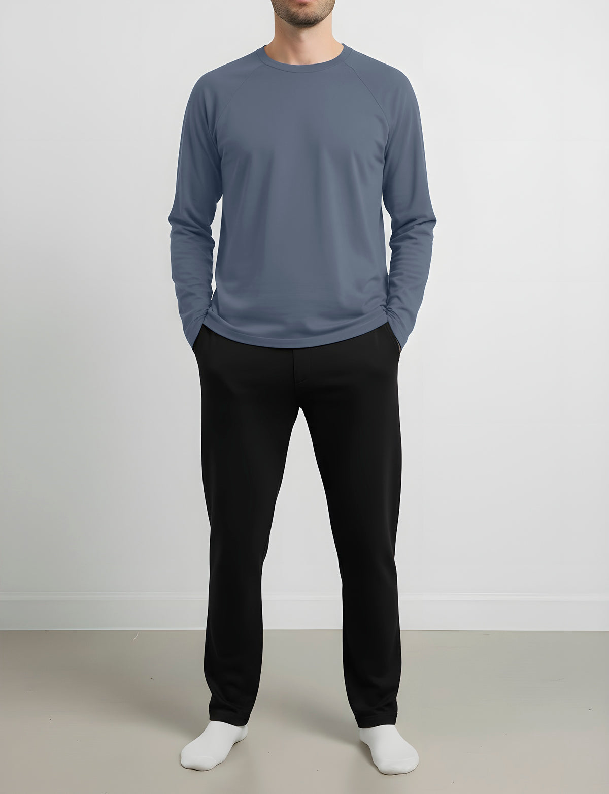 Men's Soft 100% Organic Cotton Raglan Long Sleeve Tee | Concrete