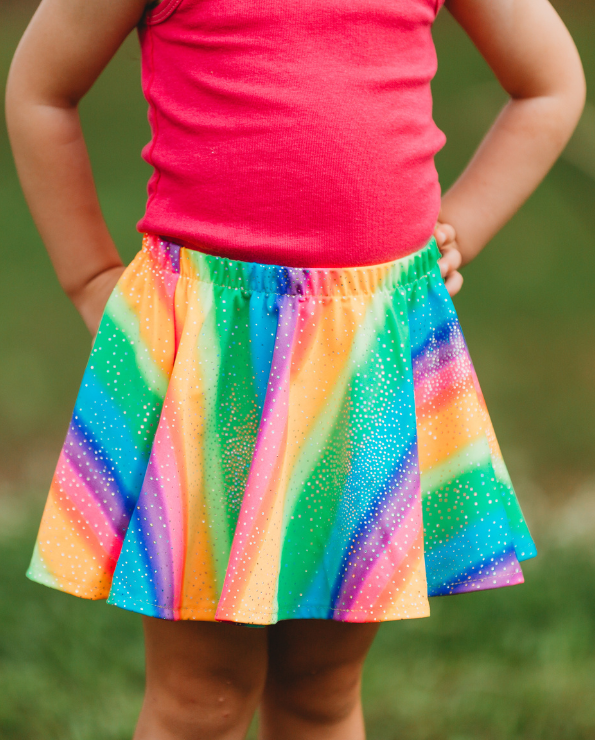 Girls Novelty Circle Skirt | Black Sparkly Shimmer