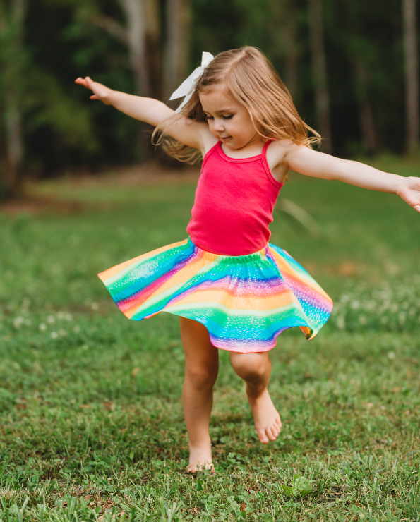 Girls Novelty Circle Skirt | Black Sparkly Shimmer