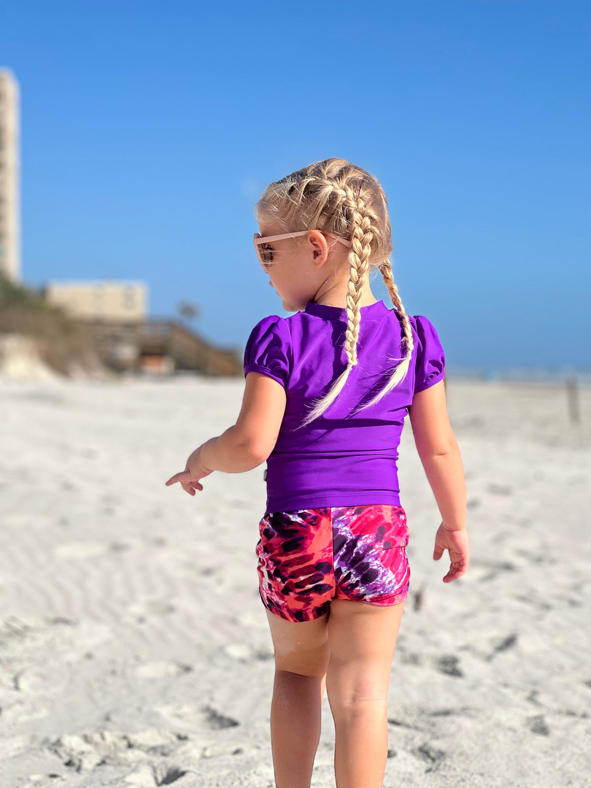 Girls UPF 50+ Puff Sleeve Rashguard | White