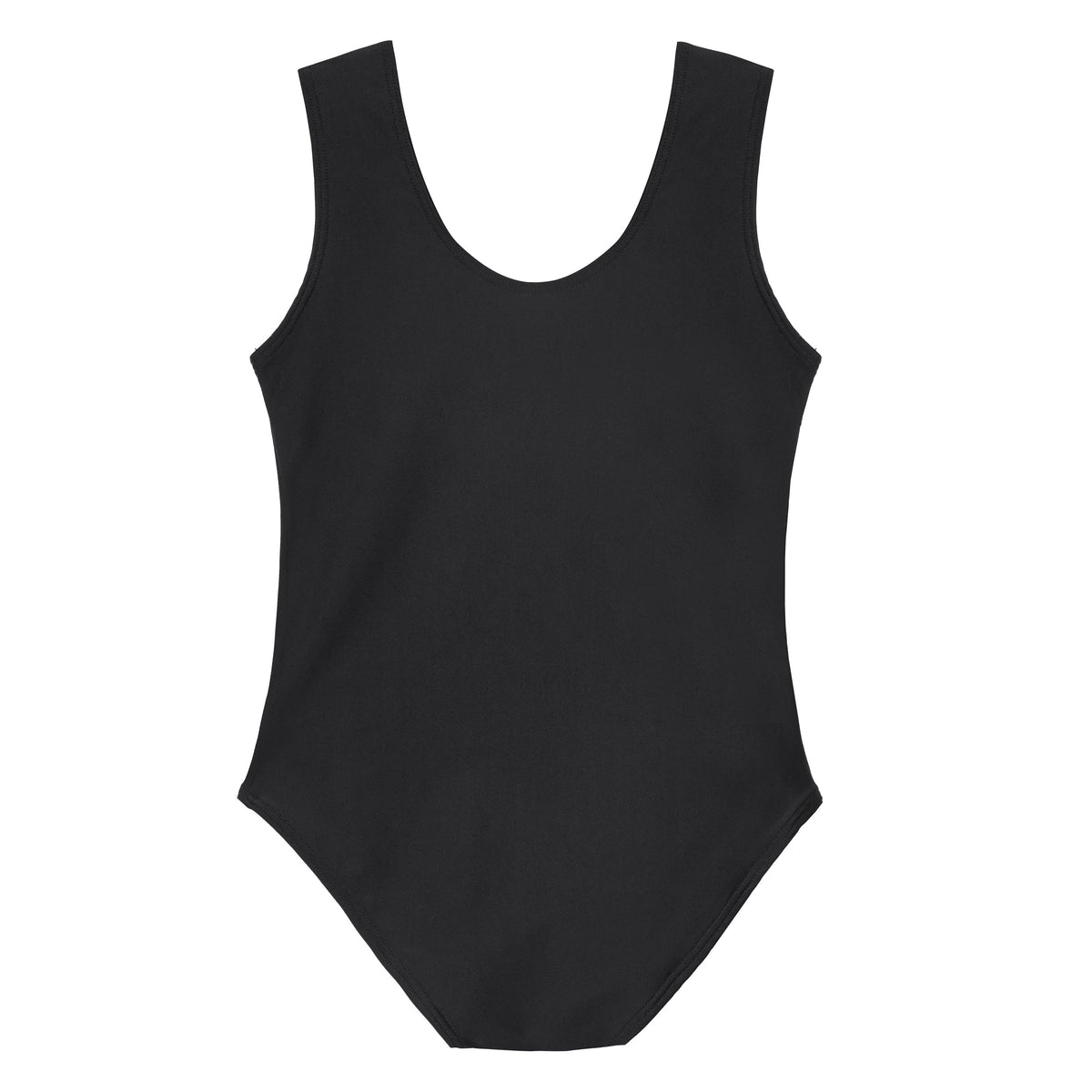Girls UPF 50+ One-Piece Ruffle Front Swimsuit  | Black
