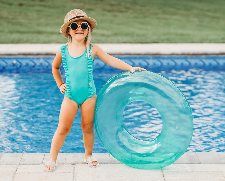 Girls navy swimsuit shop