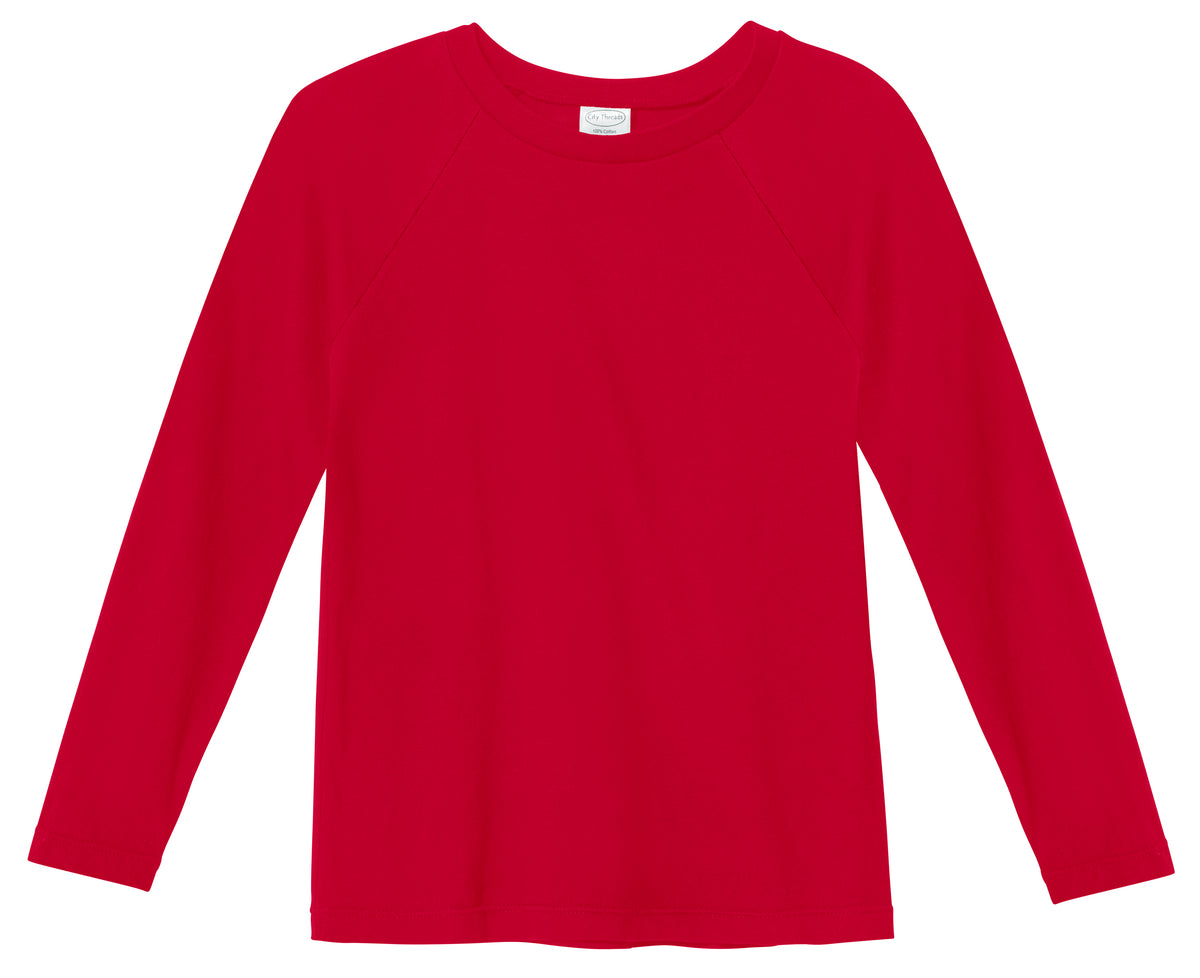 Boys Super-Soft 100% Organic Cotton Raglan Long Sleeve Tee | Red