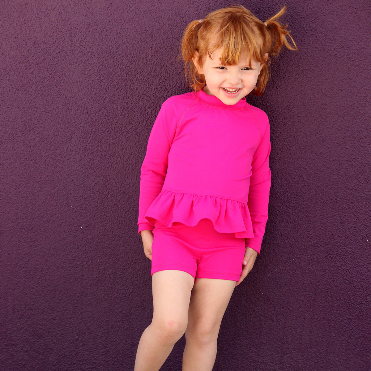 Girls UPF 50+ Swim Boy Shorts  | Navy w. Bubblegum Stitch