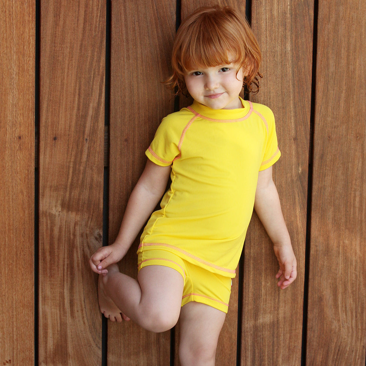 Girls UPF 50+ Swim Boy Shorts  | Navy w. Bubblegum Stitch