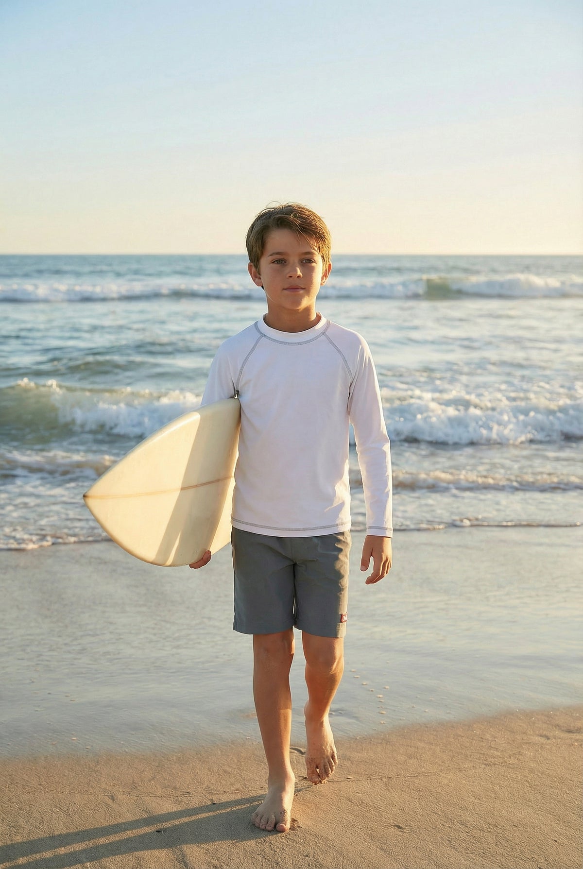 Boys UPF 50+ Long Sleeve Rashguard | White