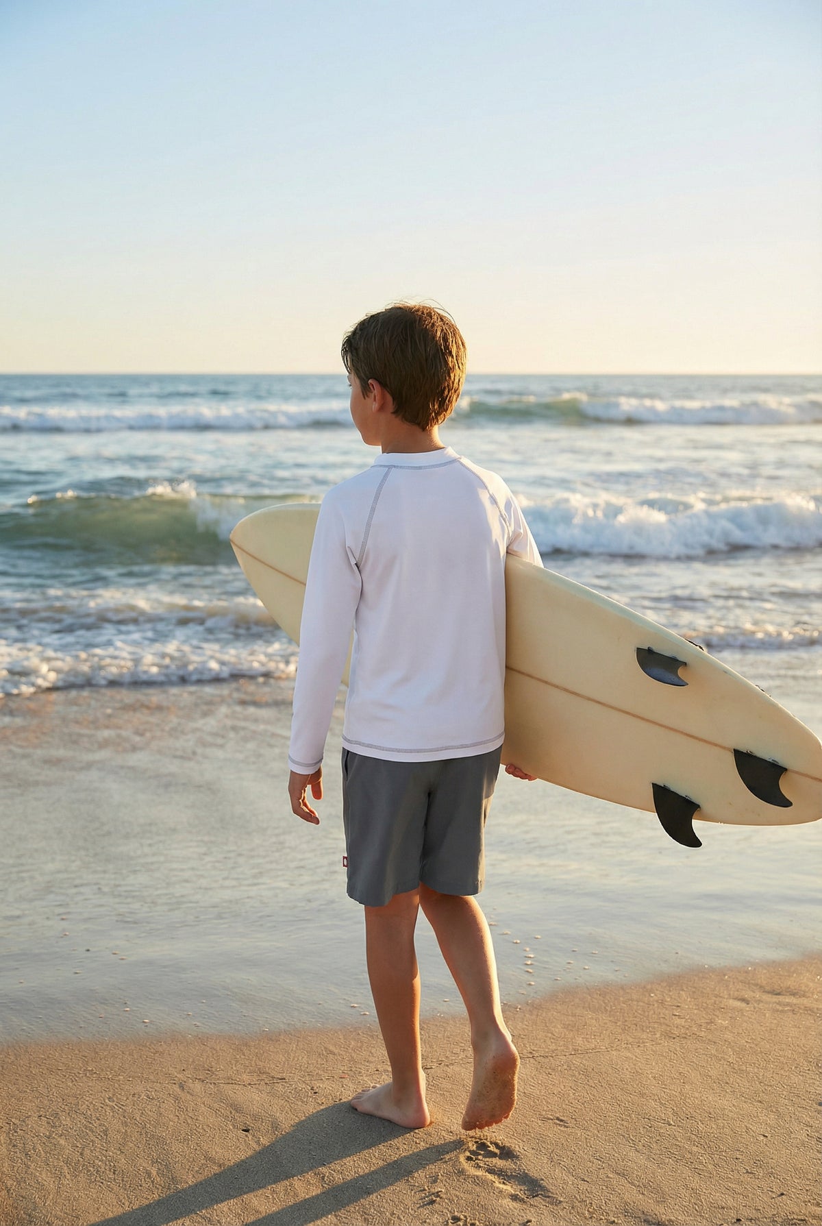 Boys UPF 50+ Long Sleeve Rashguard | White